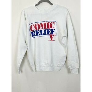 Vintage 90s Comic Relief 5 Sweatshirt Large White 1992 Robin Williams Jim Carrey
